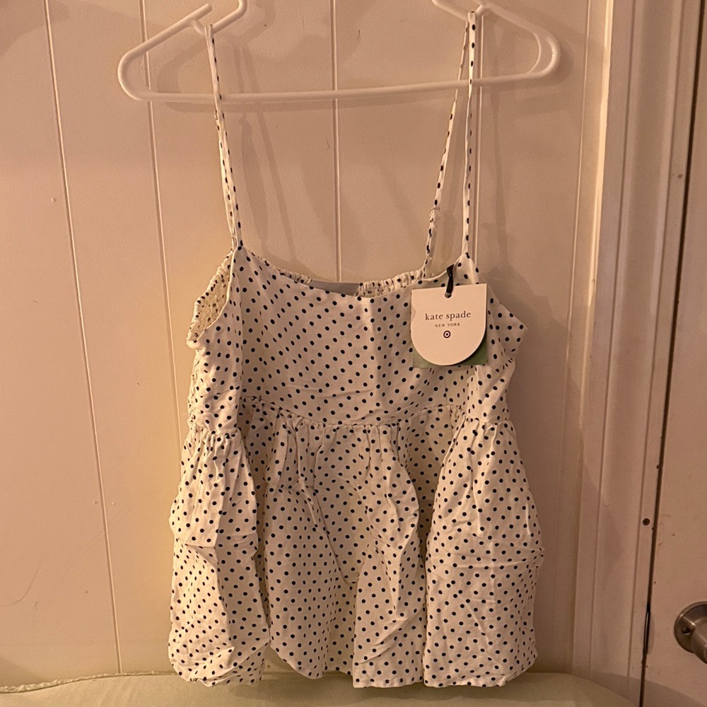 kate spade White and Black Polka Dot Spaghetti Strap Camisole